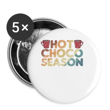 Hot Choco Season Süßigkeit Kakao - Buttons groß 56 mm (5er Pack) - Weiß - Vorne