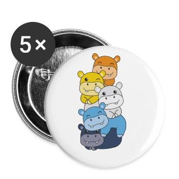 Aroace Flag Pride LGBTQ Cute Hippo Stack - Buttons large 2.2''/56 mm (5-pack) - white - Front