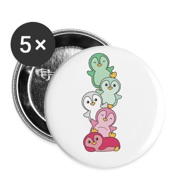 abrosexuell Flag Pride LGBTQ süße Pinguin - Buttons groß 56 mm (5er Pack) - Weiß - Vorne