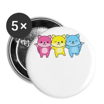 Pansexuel Drapeau Fierté LGBTQ Mignon Renard - Lot de 5 grands badges (56 mm) - blanc - Devant