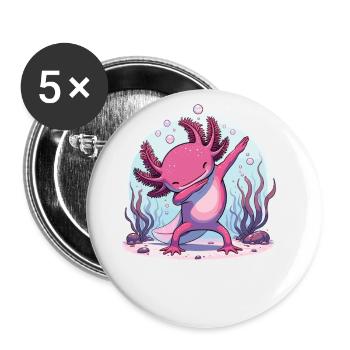 Dab Axolotl Dabbing for Axolotls Lovers - Buttons large 2.2''/56 mm (5-pack) - white - Front