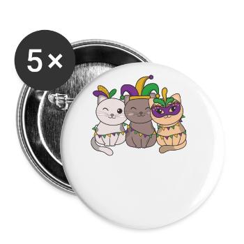 Déguisement de carnaval de chat de Mardi Gras - Lot de 5 grands badges (56 mm) - blanc - Devant