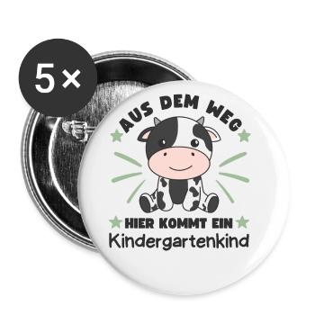 Aus Dem Weg Hier Kommt Ein Kindergartenkind Kuh - Buttons groß 56 mm (5er Pack) - Weiß - Vorne