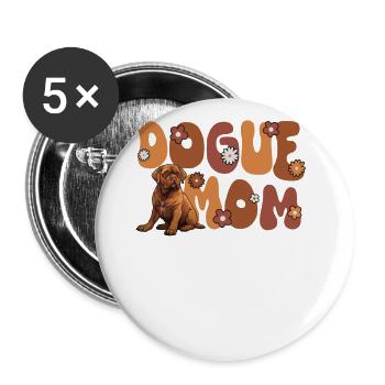 Bordeauxdogge Groovy Dogue Mom - Buttons groß 56 mm (5er Pack) - Weiß - Vorne