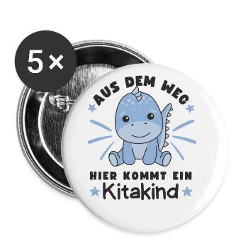 Aus Dem Weg Hier Kommt Ein Kitakind Dino - Buttons groß 56 mm (5er Pack) - Weiß - Vorne