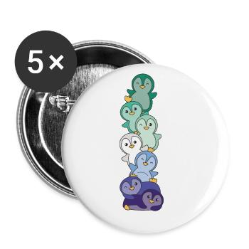 Gay Flag Pride LGBTQ Cute Penguin - Buttons large 2.2''/56 mm (5-pack) - white - Front