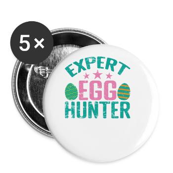 Expert Egg Hunter Ostern bunte Ostereier - Buttons groß 56 mm (5er Pack) - Weiß - Vorne