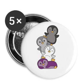 Asexual Flag Pride LGBTQ Cute Penguin Bunch - Buttons large 2.2''/56 mm (5-pack) - white - Front