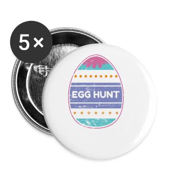 Egg Hunt Osterhase Ostereier - Buttons groß 56 mm (5er Pack) - Weiß - Vorne