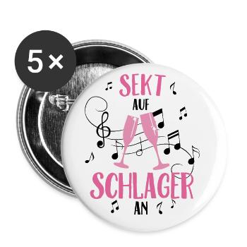 Schlager An Schlagerparty - Buttons groß 56 mm (5er Pack) - Weiß - Vorne