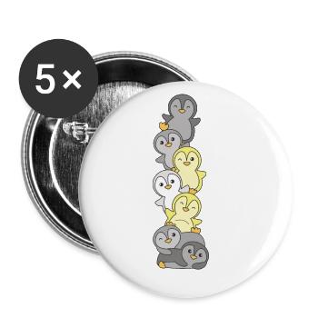 Demigender Flag Pride LGBTQ süße Pinguin - Buttons groß 56 mm (5er Pack) - Weiß - Vorne