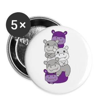 graysexual flag pride LGBTQ cute hippo - Buttons large 2.2''/56 mm (5-pack) - white - Front