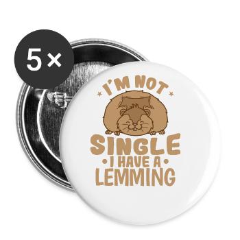 Je ne suis pas célibataire, j’ai un rongeur lemming - Lot de 5 grands badges (56 mm) - blanc - Devant