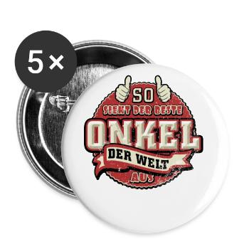So sieht der beste Onkel der Welt aus - Buttons groß 56 mm (5er Pack) - Weiß - Vorne
