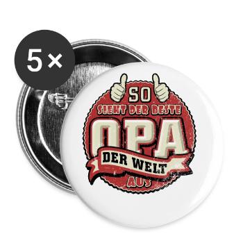 So sieht der beste Opa der Welt aus - Großvater - Buttons groß 56 mm (5er Pack) - Weiß - Vorne