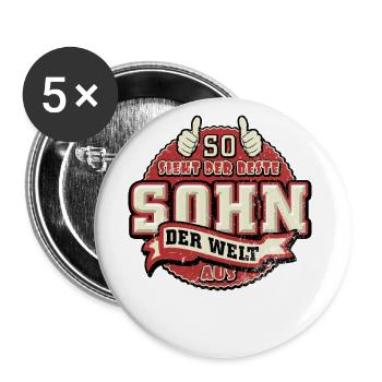 So sieht der beste Sohn der Welt aus - Buttons groß 56 mm (5er Pack) - Weiß - Vorne