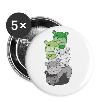 Aromance drapeau fierté LGBTQ mignon hippopotame pile - Lot de 5 grands badges (56 mm) - blanc - Devant