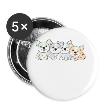 Unlabeld Flag Pride LGBTQ Cute Corgi - Buttons large 2.2''/56 mm (5-pack) - white - Front