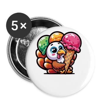 Thanksgiving turkey with ice cream - Buttons large 2.2''/56 mm (5-pack) - white - Front