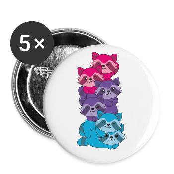 androgyn Flag Pride LGBTQ süße Waschbär - Buttons groß 56 mm (5er Pack) - Weiß - Vorne
