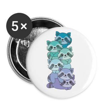 Neptunic Flag Pride LGBTQ Cute Raccoon Stack - Buttons large 2.2''/56 mm (5-pack) - white - Front