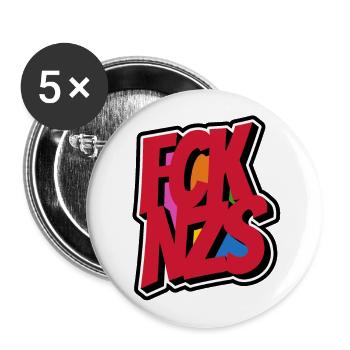 FCK NZS - Gegen Rechts - Nie wieder ist jetzt - Buttons groß 56 mm (5er Pack) - Weiß - Vorne