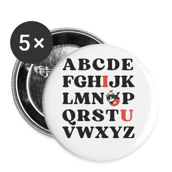 ABC Je t’aime Enfants Chat Saint-Valentin - Lot de 5 grands badges (56 mm) - blanc - Devant