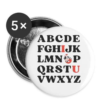 ABC I love you Kids Cow Valentine's Day - Buttons large 2.2''/56 mm (5-pack) - white - Front
