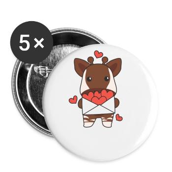 Okapi for Valentine's Day Cute Animals with Hearts - Buttons large 2.2''/56 mm (5-pack) - white - Front
