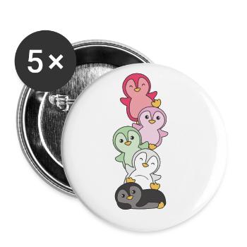 recipromantic Flag Pride LGBTQ süße Pinguin - Buttons groß 56 mm (5er Pack) - Weiß - Vorne
