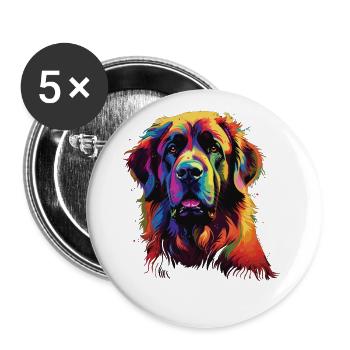 Watercolor Colorful Leonberger - Buttons large 2.2''/56 mm (5-pack) - white - Front
