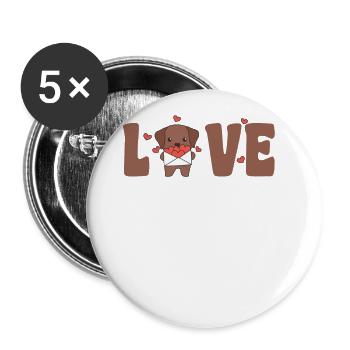 Labrador zum Valentinstag süße Tiere mit Herzen - Buttons groß 56 mm (5er Pack) - Weiß - Vorne