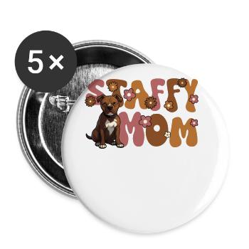 Staffordshire Bull Terrier Groovy Staffy Mom - Buttons large 2.2''/56 mm (5-pack) - white - Front
