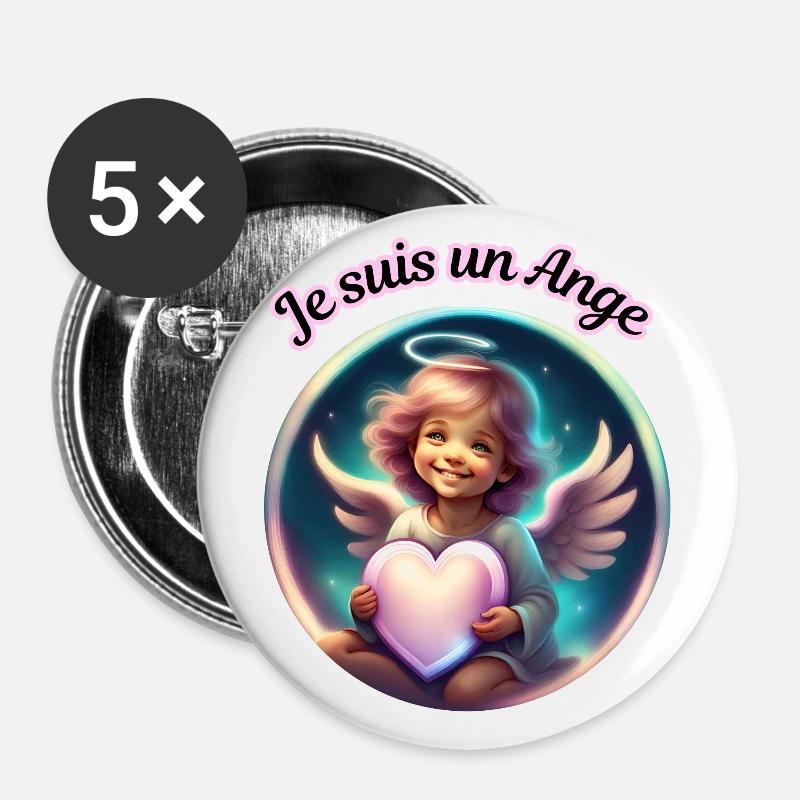 I'm an Angel - Buttons large 2.2''/56 mm (5-pack) - white