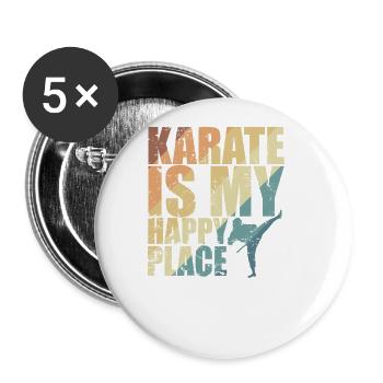 Le karaté est mon endroit de bonheur - Lot de 5 grands badges (56 mm) - blanc - Devant