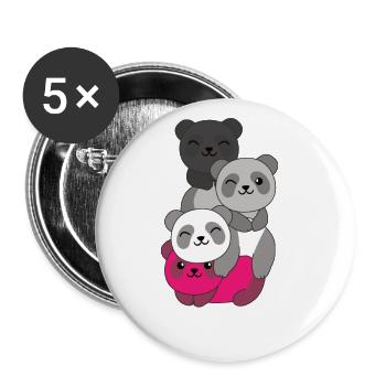 Gynephilia Flag Pride LGBTQ süße Panda - Buttons groß 56 mm (5er Pack) - Weiß - Vorne