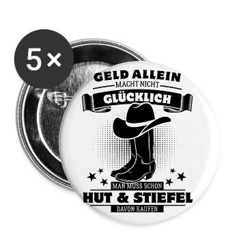 Geld allein macht nicht glücklich - Linedance - Buttons groß 56 mm (5er Pack) - Weiß - Vorne