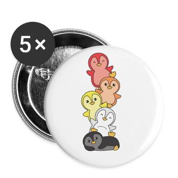 Lithsexuell Flag Pride LGBTQ süße Pinguin - Buttons groß 56 mm (5er Pack) - Weiß - Vorne