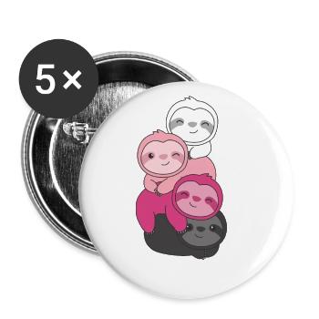 Transfem Flag Pride LGBTQ Cute Sloth - Buttons large 2.2''/56 mm (5-pack) - white - Front