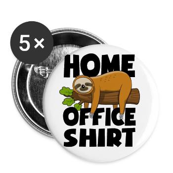 Sloth - Home office shirt - Gift - Buttons large 2.2''/56 mm (5-pack) - white - Front
