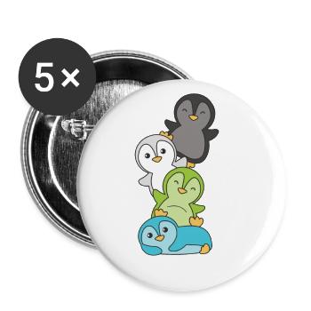 quiosexuell Flag Pride LGBTQ süße Pinguin - Buttons groß 56 mm (5er Pack) - Weiß - Vorne
