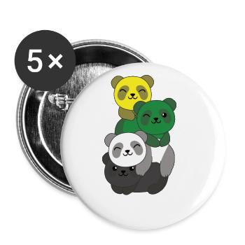 Skoliosexuell Flag Pride LGBTQ süßer Panda - Buttons groß 56 mm (5er Pack) - Weiß - Vorne