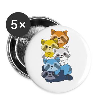 Aroace Flag Pride LGBTQ Cute Raccoon Stack - Buttons large 2.2''/56 mm (5-pack) - white - Front