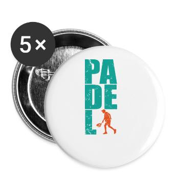 Padel Tennis with Paddle Tennis Players - Buttons large 2.2''/56 mm (5-pack) - white - Front