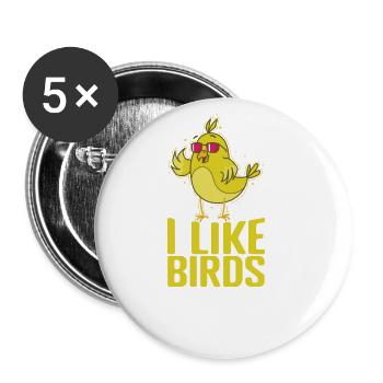 I Like Birds Canary - Buttons large 2.2''/56 mm (5-pack) - white - Front
