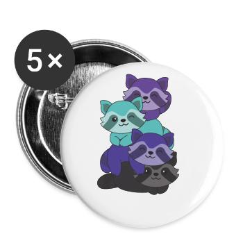 alexigender drapeau fierté LGBTQ mignon raton laveur - Lot de 5 grands badges (56 mm) - blanc - Devant