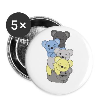 Periboy Flag Pride LGBTQ süßer Maus Stapel - Buttons groß 56 mm (5er Pack) - Weiß - Vorne