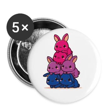 Lapins Bi Flag Mois de la fierté Lapin mignon - Lot de 5 grands badges (56 mm) - blanc - Devant