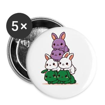 Lapins Genderqueer Drapeau Mois de la fierté Lapin mignon - Lot de 5 grands badges (56 mm) - blanc - Devant