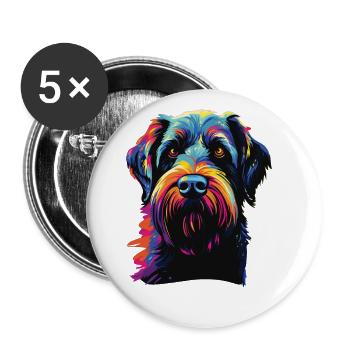 Watercolor Colorful Giant Schnauzer - Buttons large 2.2''/56 mm (5-pack) - white - Front